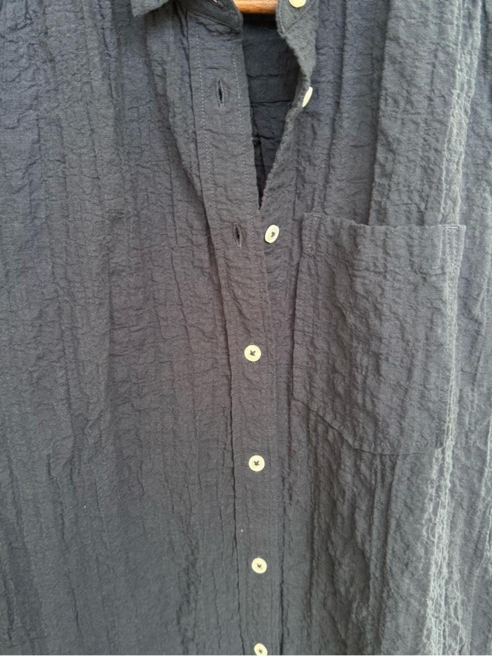 Abercrombie & Fitch Navy Crinkled Short-Sleeve Shirt Dress - Picture 5 of 6